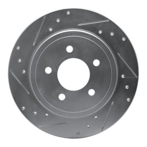 Ford Escape Brake Rotor (1) - Rear Left - R1 Concepts - Drilled & Slotted - Silver - `05-`08